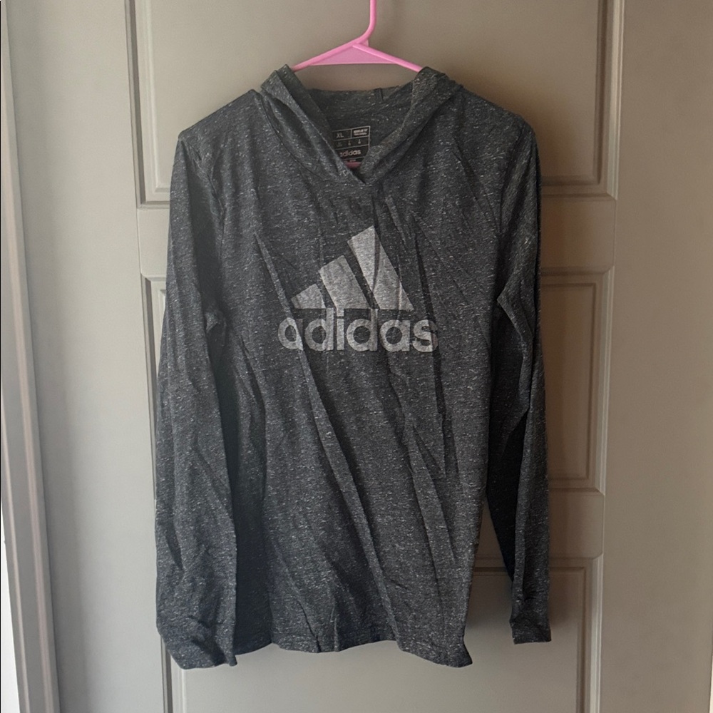 Adidas Charcoal Tshirt Hoodie with Logo
